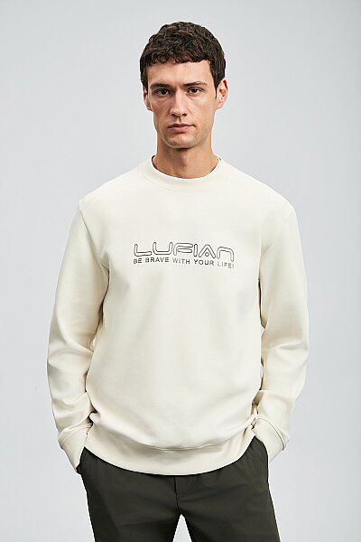 Luther Erkek Sweatshirt Ekru - LUFIAN