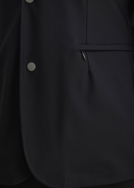 Majorca Navy Blue Hooded, Removable Outlined Jacket - 4
