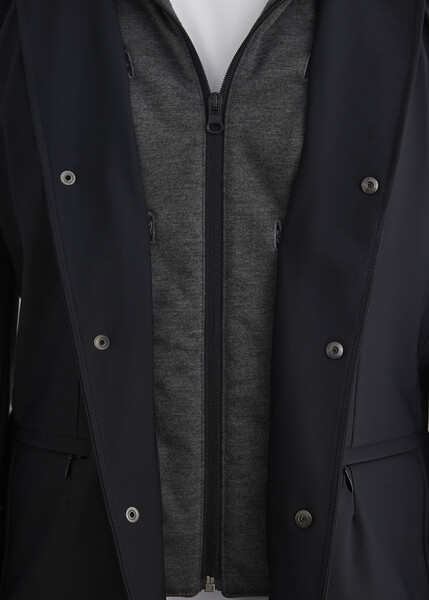 Majorca Navy Blue Hooded, Removable Outlined Jacket - 5