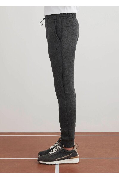 Male Antrasit Renk Örme Kumaşdan Jogger Pantolon - 3
