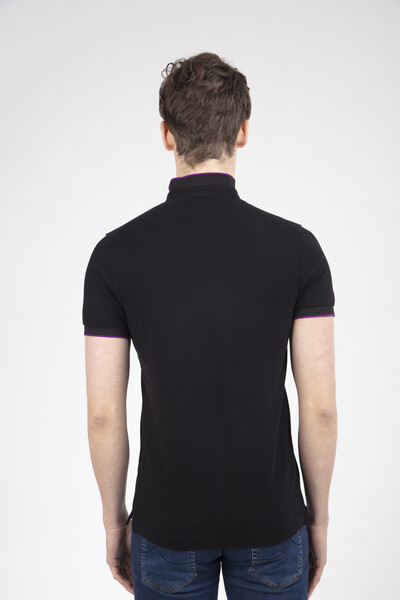 Mandarin Collar Buttoned Pique Men's T-Shirt - 8