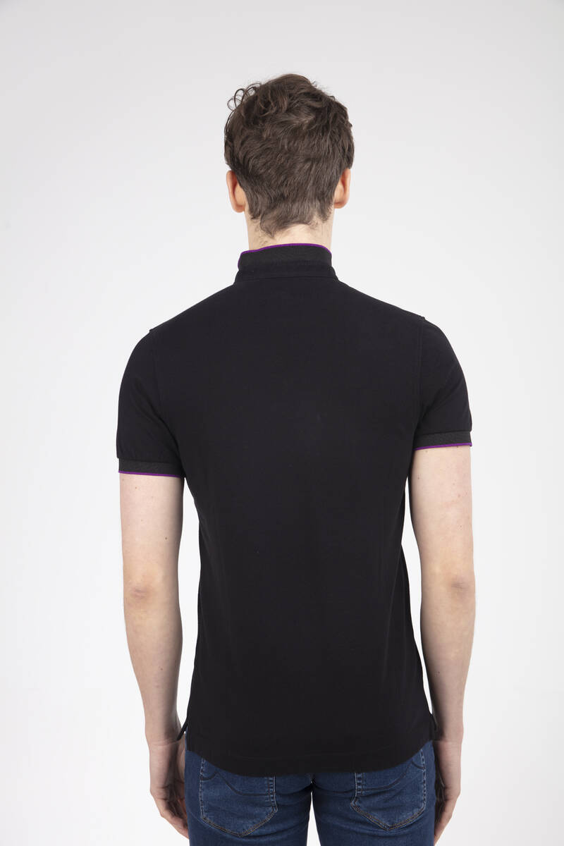 Mandarin Collar Buttoned Pique Men's T-Shirt - 8