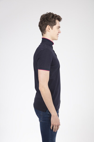 Mandarin Collar Buttoned Pique Men's T-Shirt - 11