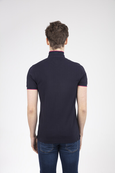 Mandarin Collar Buttoned Pique Men's T-Shirt - 12