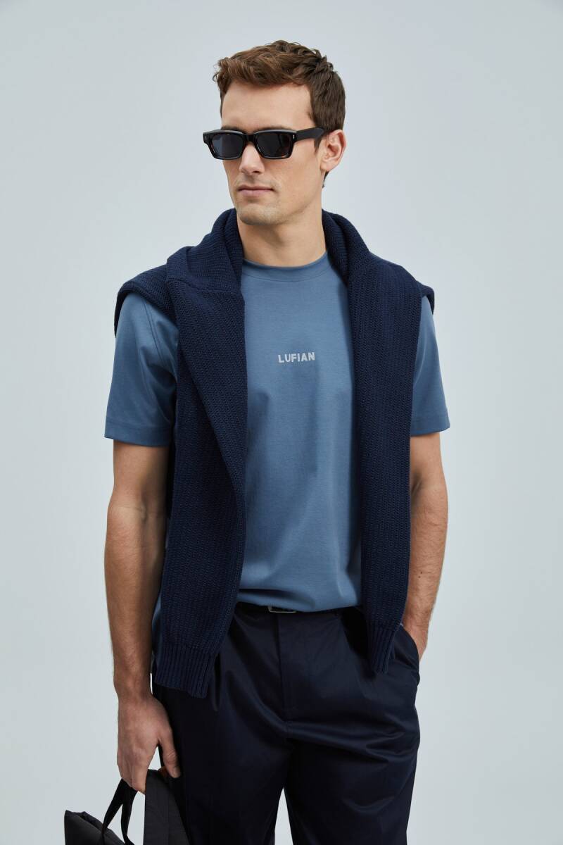 Marcus Modern Grafik T- Shirt Koyu Mavi - 1