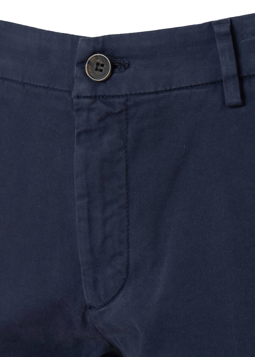 Mars Navy Blue Color Cotton Chino Trousers - 2