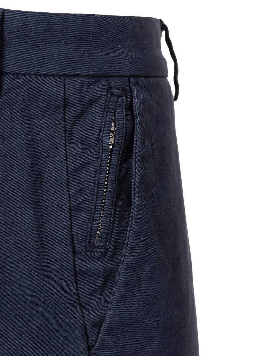 Mars Navy Blue Color Cotton Chino Trousers - 3