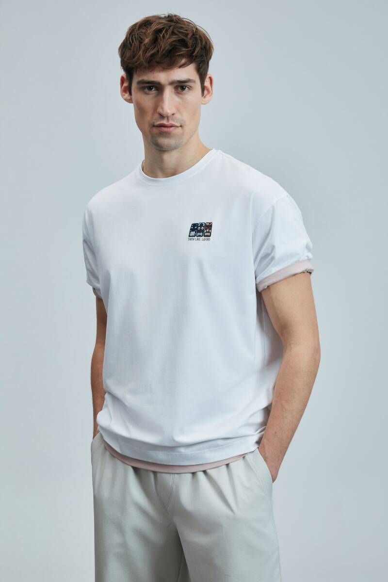 Mask Modern Grafik T- Shirt Beyaz - 2