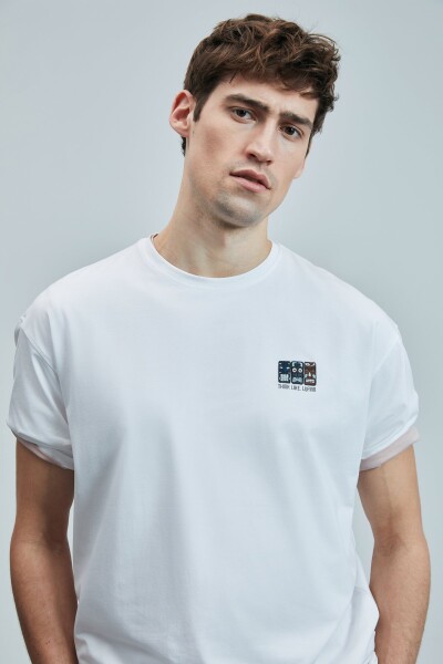 Mask Modern Grafik T- Shirt Beyaz - 3