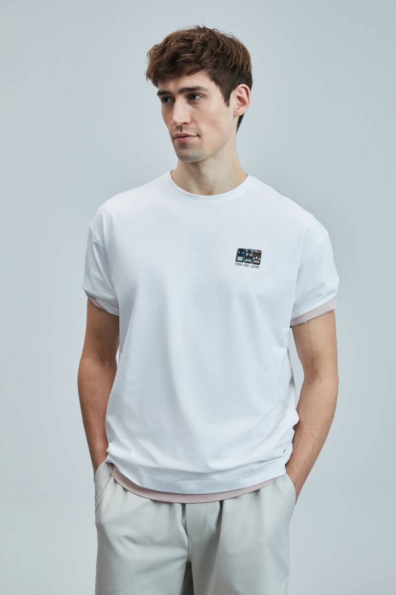 Mask Modern Grafik T- Shirt Beyaz - 5