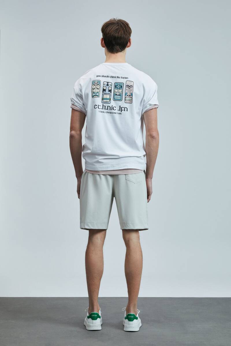 Mask Modern Grafik T- Shirt Beyaz - 6