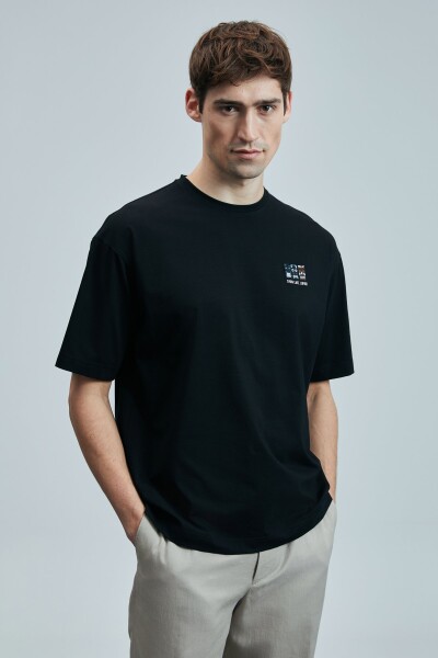 Mask Modern Grafik T- Shirt Siyah - LUFIAN