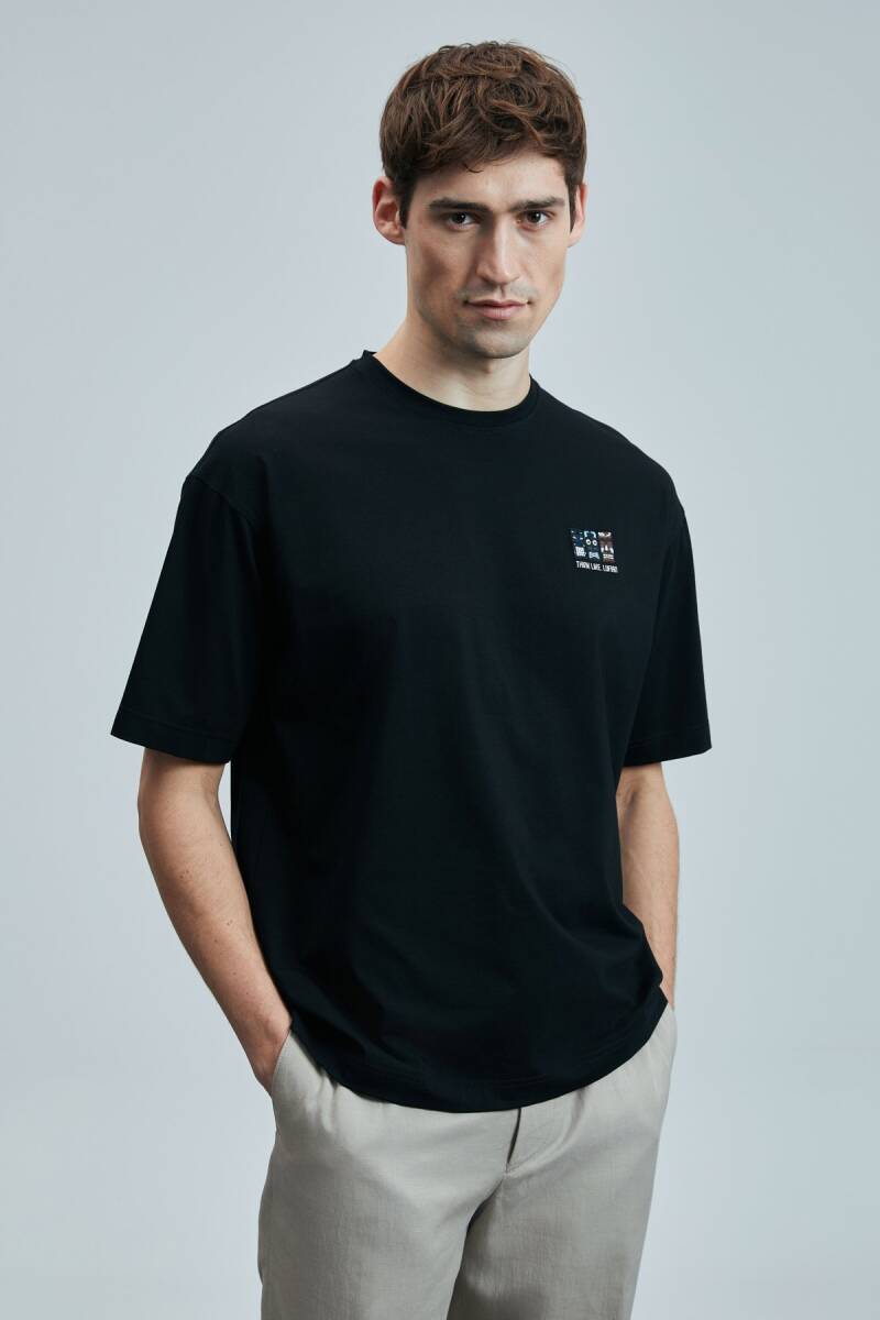 Mask Modern Grafik T- Shirt Siyah - 1