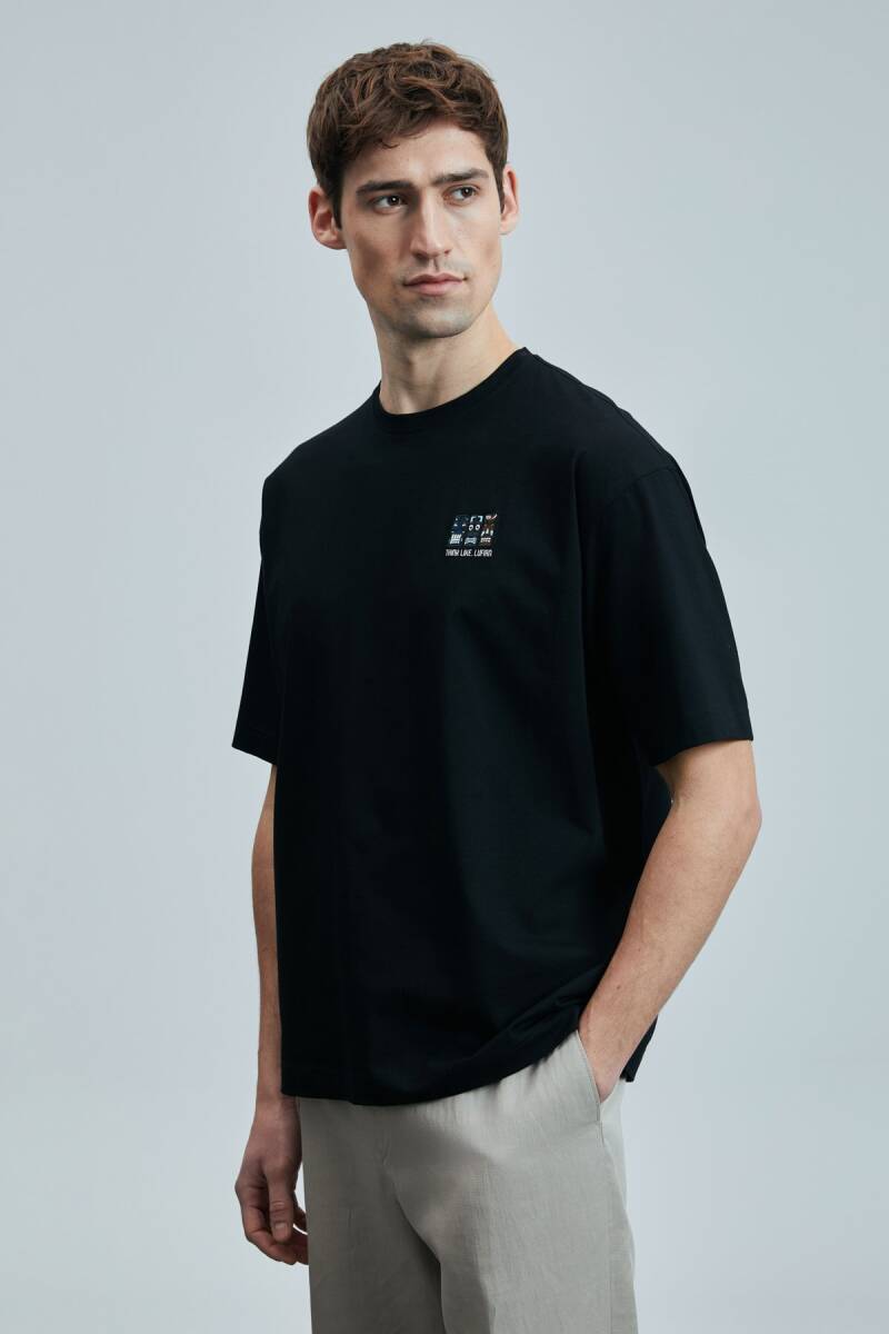 Mask Modern Grafik T- Shirt Siyah - 5