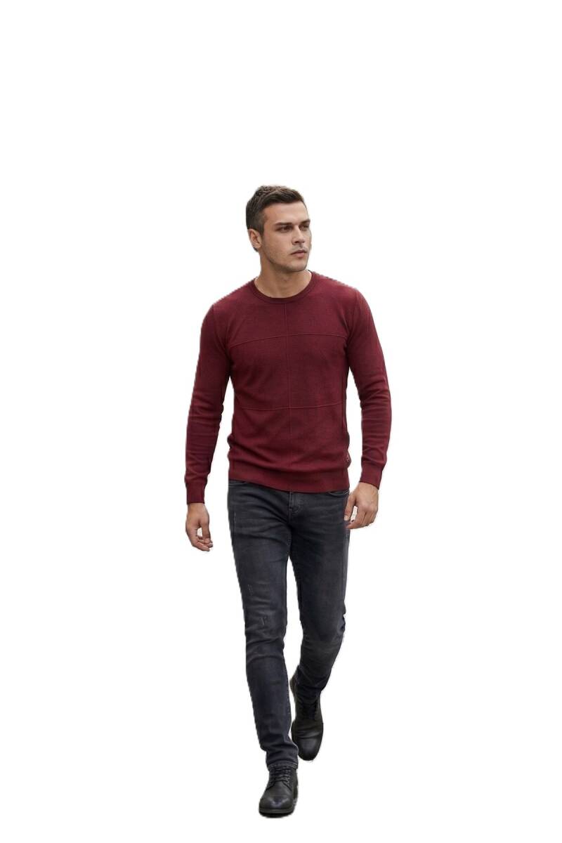Mateo Crew Neck Men's Knitwear Sweater Claret Red - 1