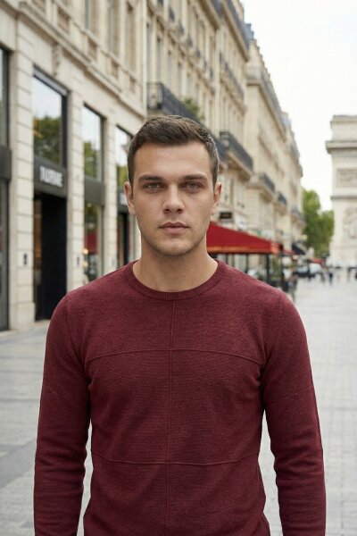 Mateo Crew Neck Men's Knitwear Sweater Claret Red - 5