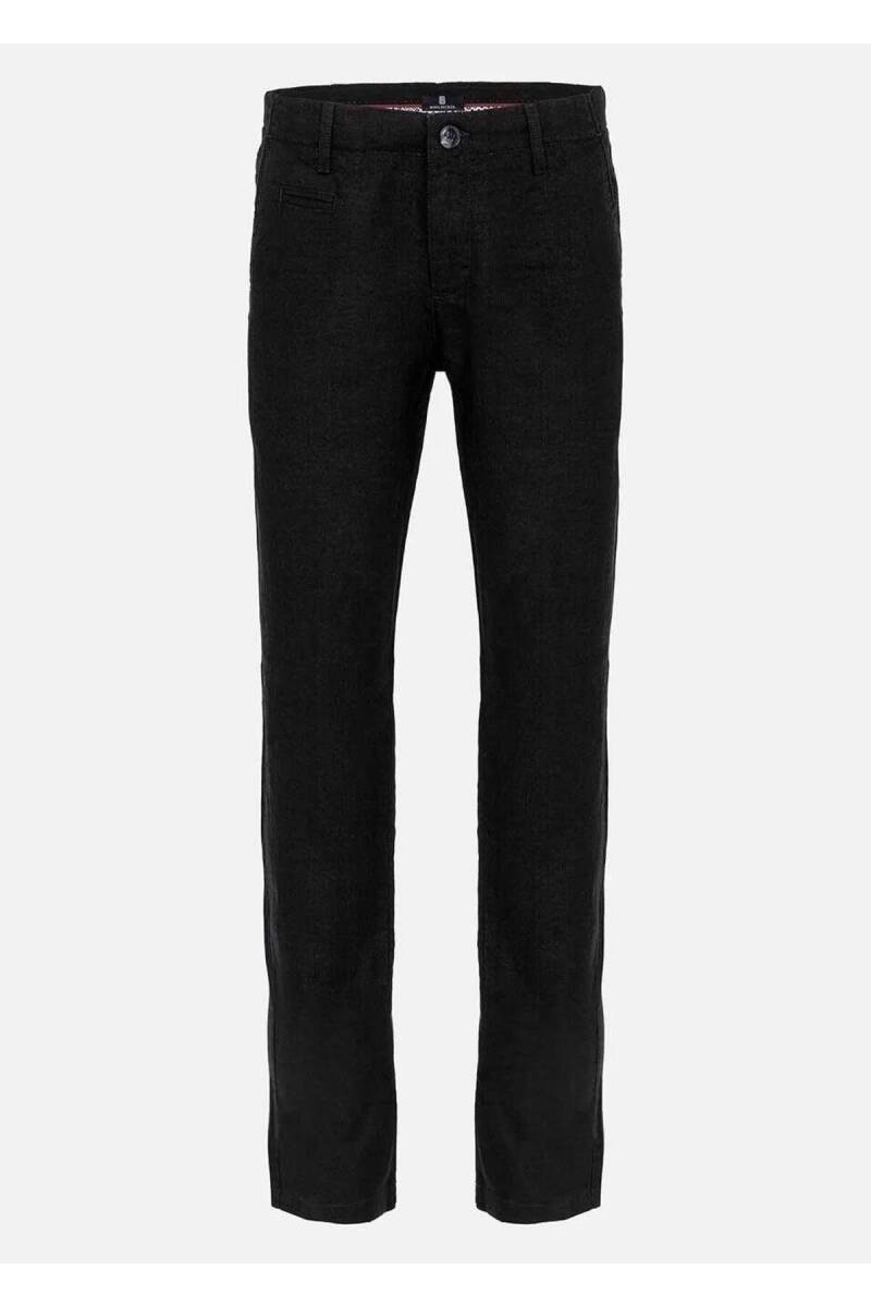 Melville Siyah Renk Saf Keten Chino Pantolon - 4