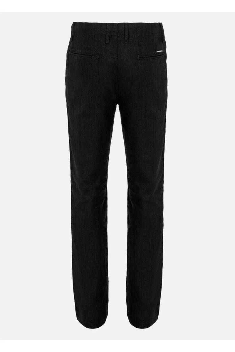 Melville Siyah Renk Saf Keten Chino Pantolon - 5