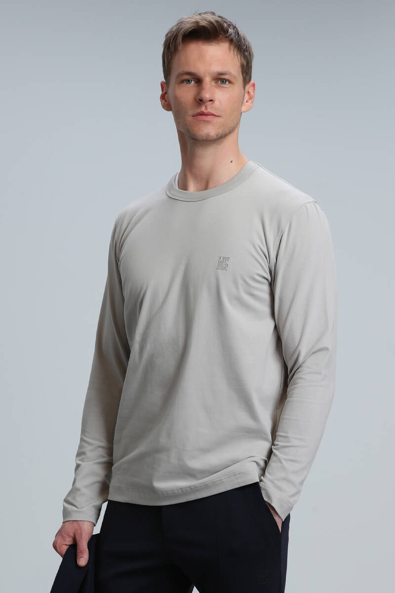 Merlin Men's Long Sleeve T-Shirt Beige - 1
