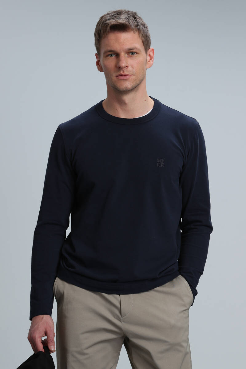 Merlin Men's Long Sleeve T-Shirt Navy Blue - 1