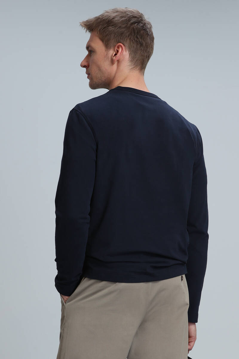 Merlin Men's Long Sleeve T-Shirt Navy Blue - 6
