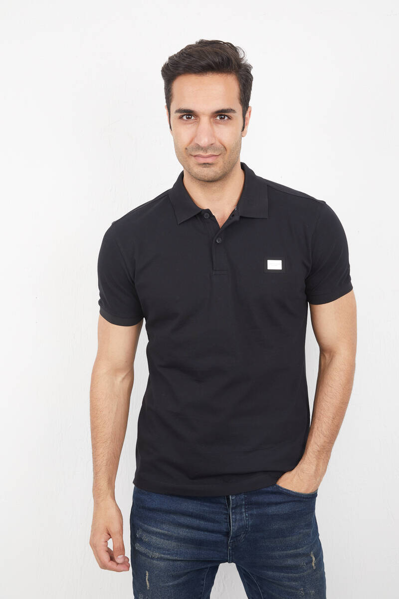 Metal Coated Polo Neck Men's T-Shirt