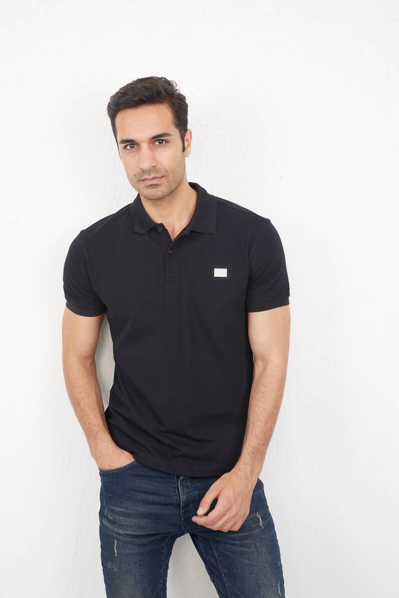Metal Coated Polo Neck Men's T-Shirt