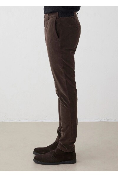 Mong Dark Brown Velvet Elastic Waist Jogger Pants - 3