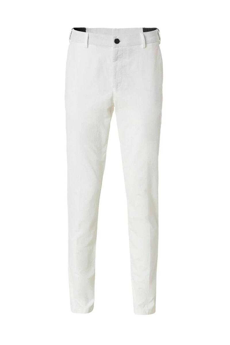 Mong Kırık Beyaz Renk Kadife Beli Lastikli Jogger Pantolon - 1