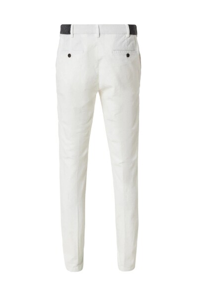 Mong Kırık Beyaz Renk Kadife Beli Lastikli Jogger Pantolon - 3