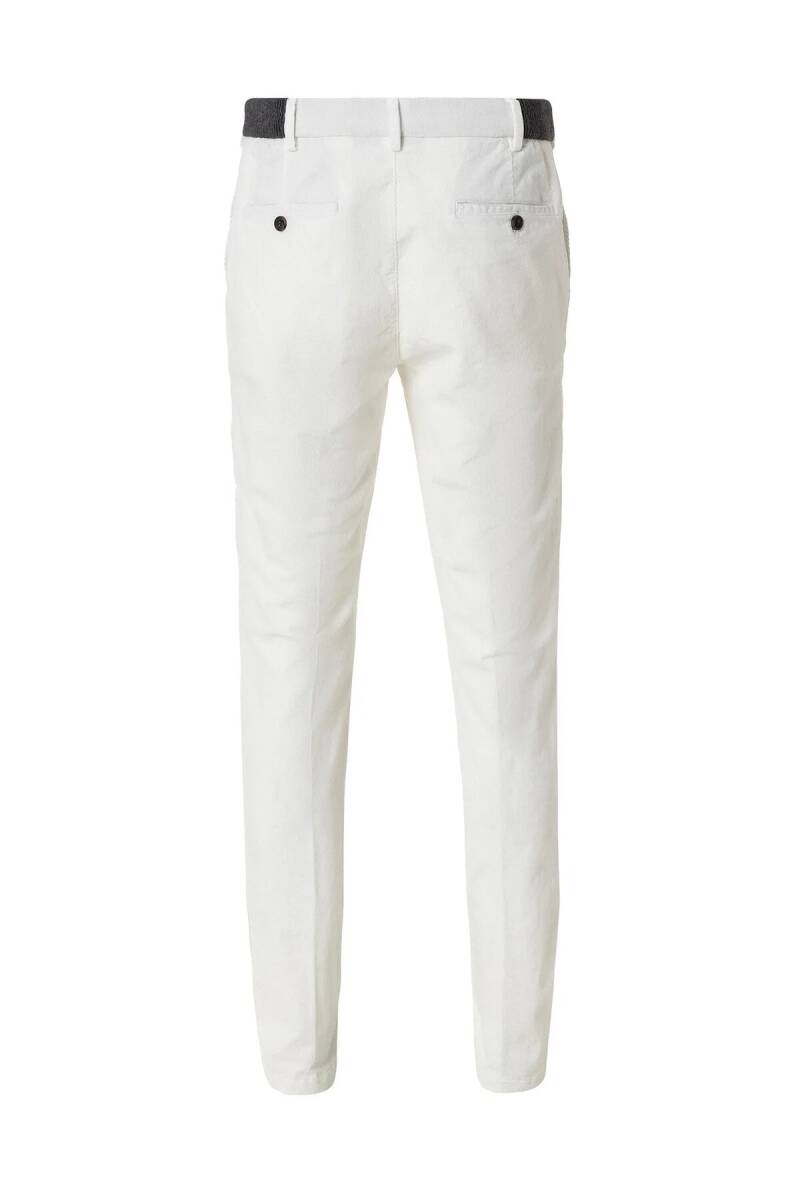 Mong Kırık Beyaz Renk Kadife Beli Lastikli Jogger Pantolon - 3