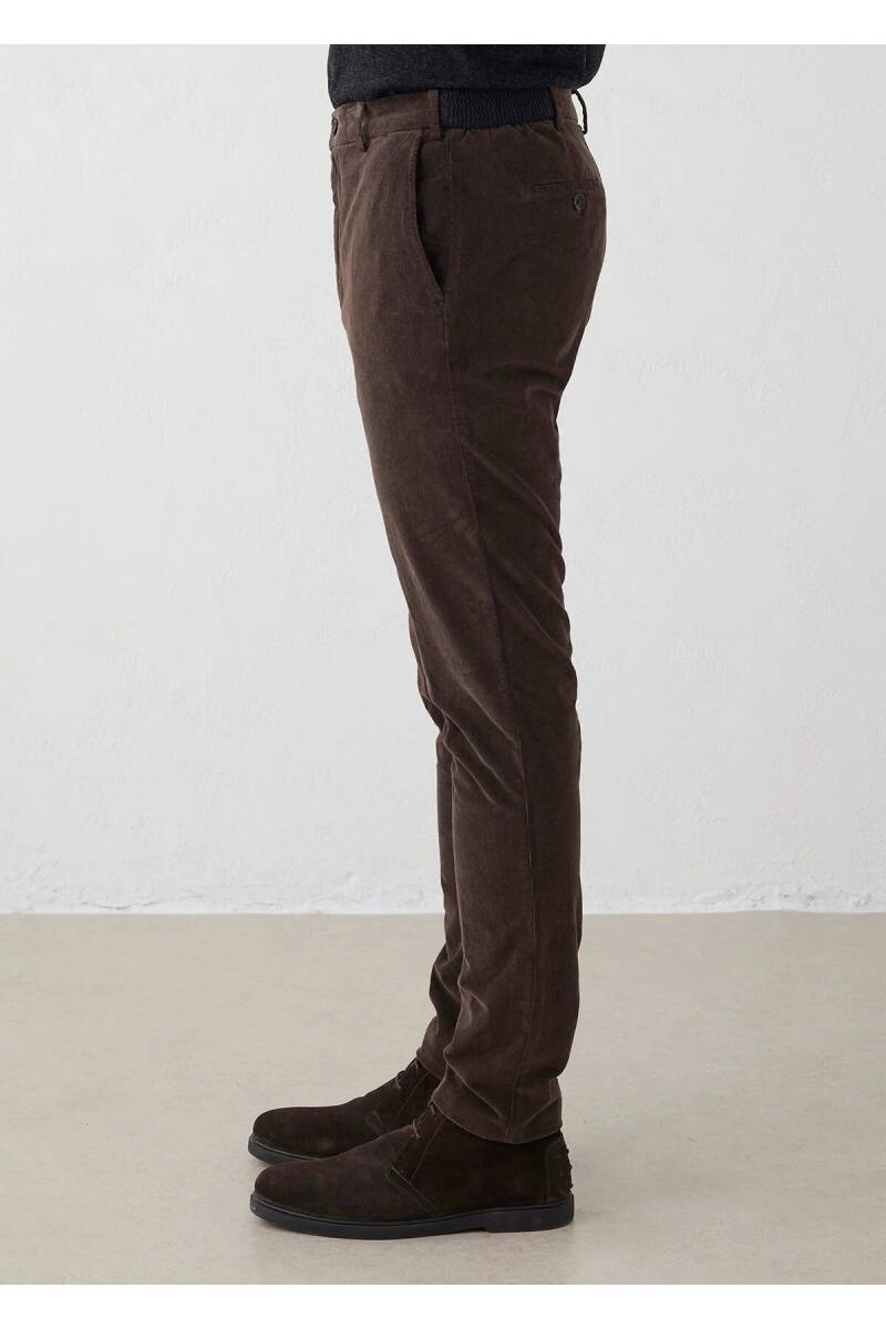 Mong Koyu Kahve Renk Kadife Beli Lastikli Jogger Pantolon - 3