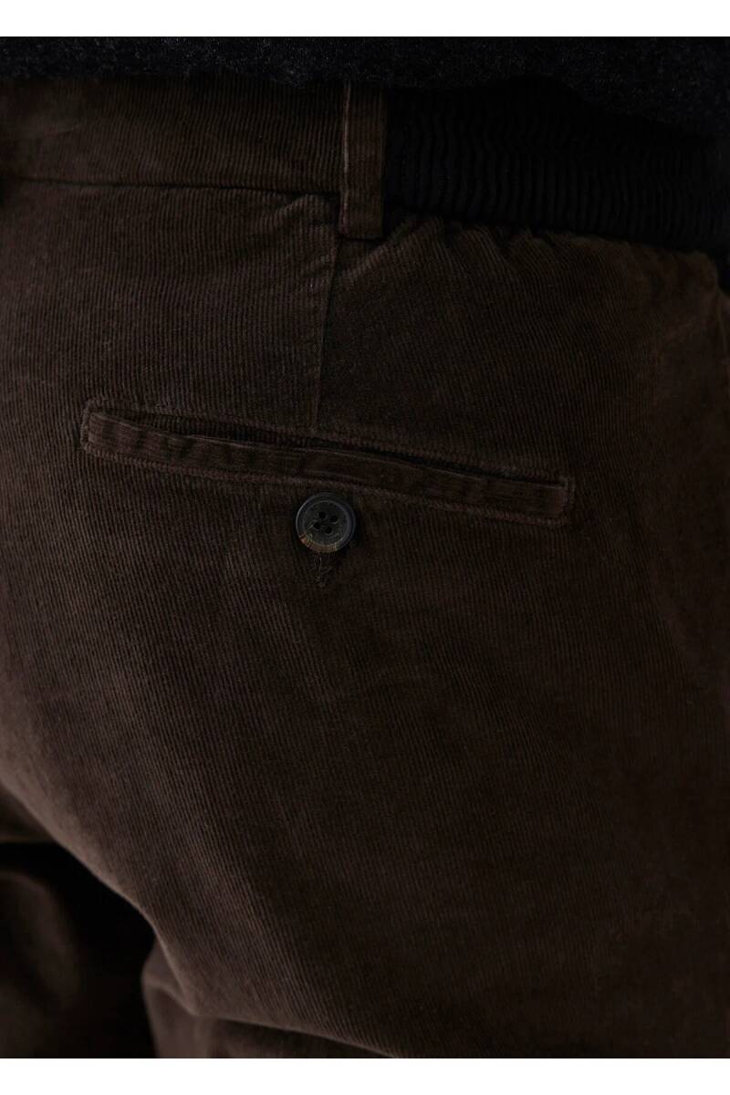 Mong Koyu Kahve Renk Kadife Beli Lastikli Jogger Pantolon - 4