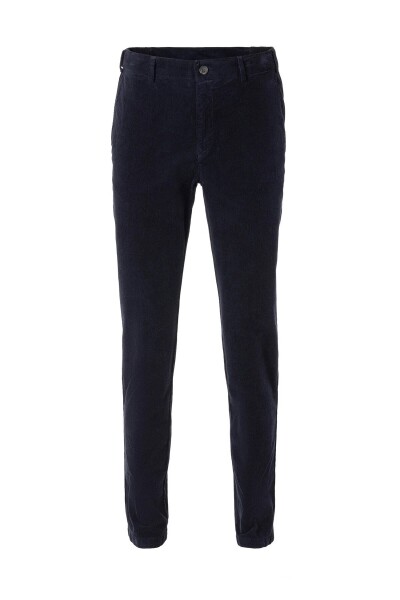 Mong Lacivert Renk Kadife Beli Lastikli Jogger Pantolon - 1