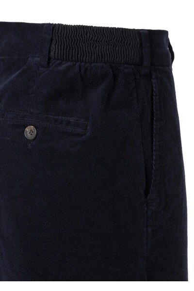 Mong Lacivert Renk Kadife Beli Lastikli Jogger Pantolon - 4