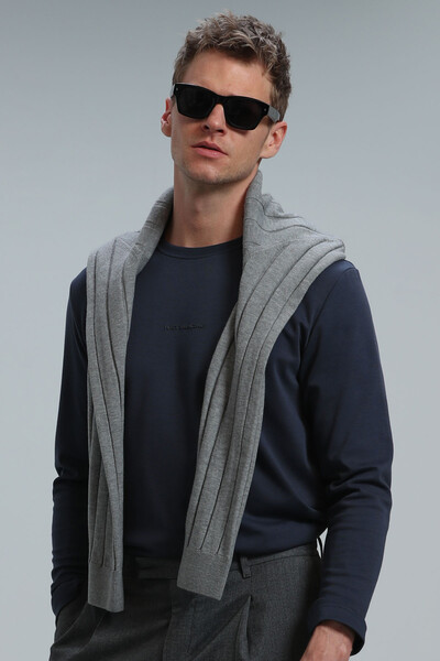 Moss Men's Long Sleeve T-Shirt Navy Blue - 3