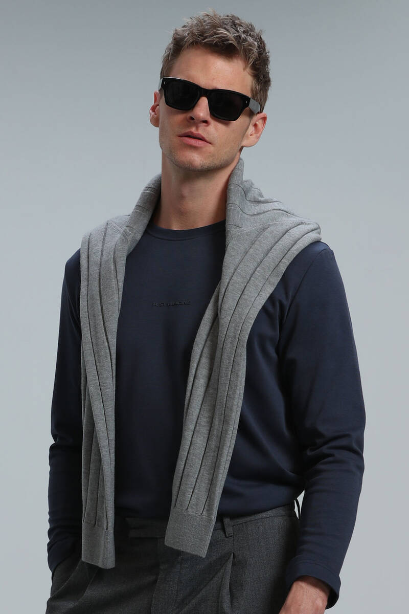 Moss Men's Long Sleeve T-Shirt Navy Blue - 3