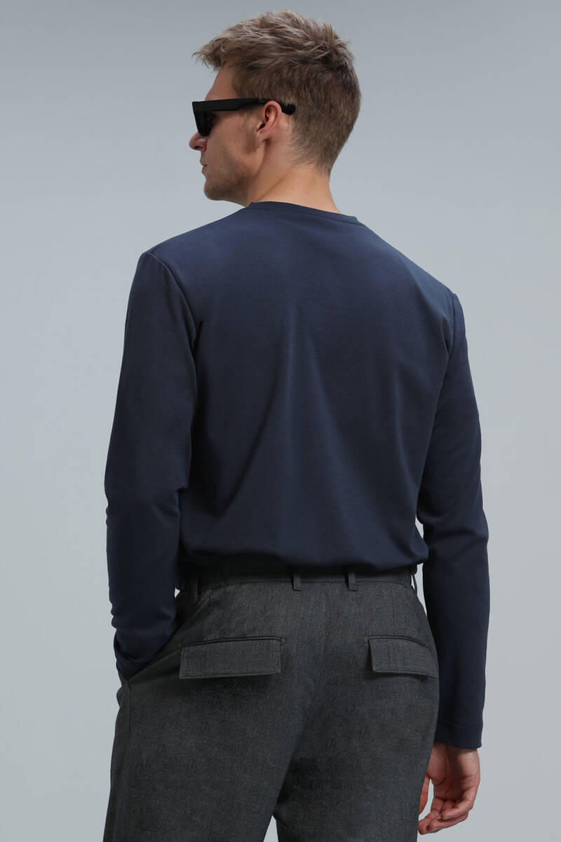 Moss Men's Long Sleeve T-Shirt Navy Blue - 6