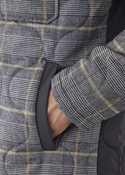 Mosta Anthracite Color Plaid Quilted Coat - 7