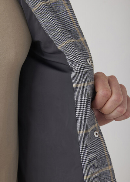 Mosta Anthracite Color Plaid Quilted Coat - 8