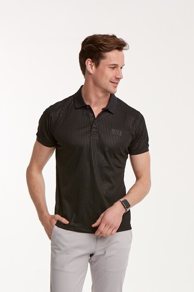 Мужская футболка с принтом VJ с воротником-поло - 24