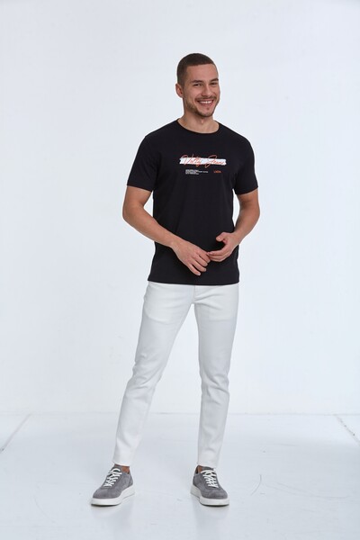 Мужская футболка из хлопка с принтом Voltaj Jeans - Thumbnail
