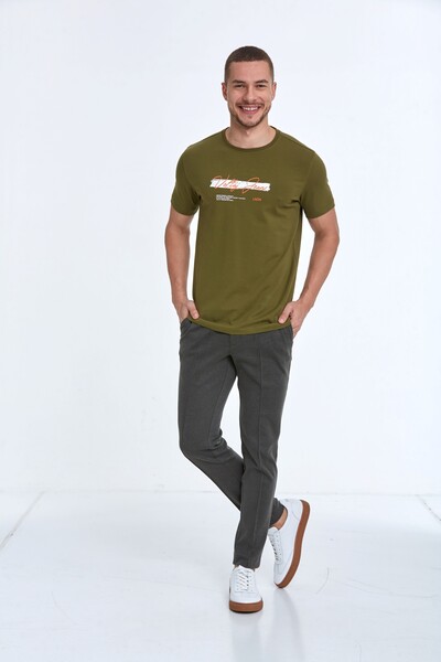 Мужская футболка из хлопка с принтом Voltaj Jeans - Thumbnail