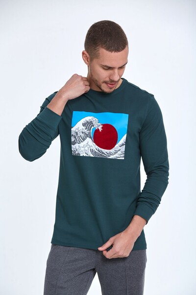 Мужская футболка с длинным рукавом Ralph зеленая 