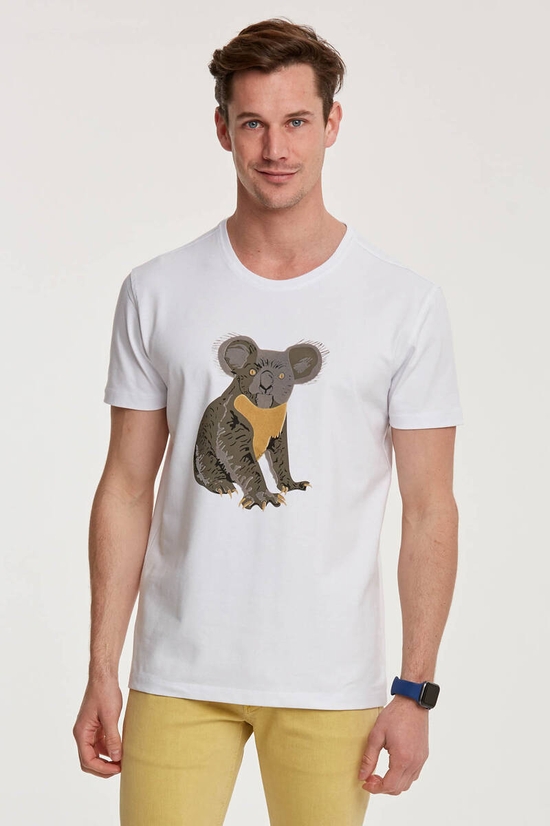 Мужская футболка с круглым вырезом и принтом коалы