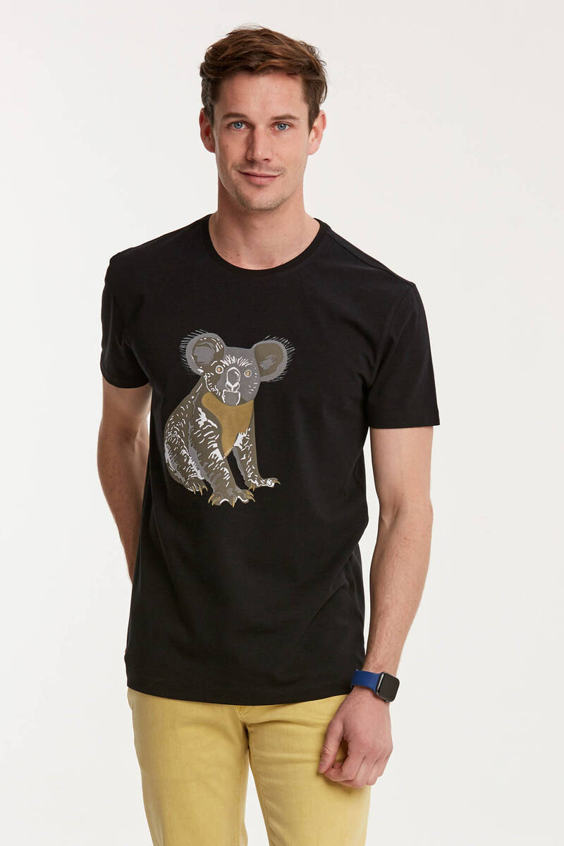 Мужская футболка с круглым вырезом и принтом коалы