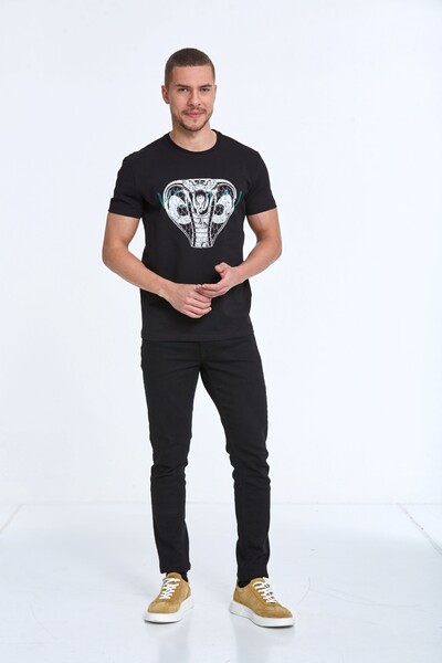 VOLTAJ - Мужская футболка с круглым вырезом и принтом Кобра