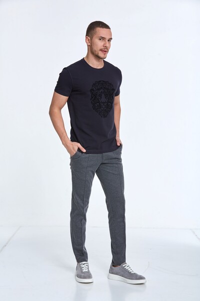 VOLTAJ - Мужская футболка с круглым вырезом и принтом льва