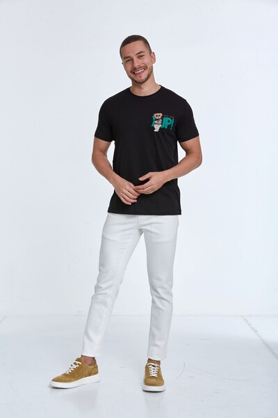 VOLTAJ - Мужская футболка с круглым вырезом и вышивкой медведя (1)