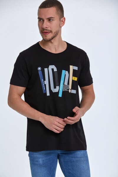 Мужская футболка Hope с принтом черная - 1